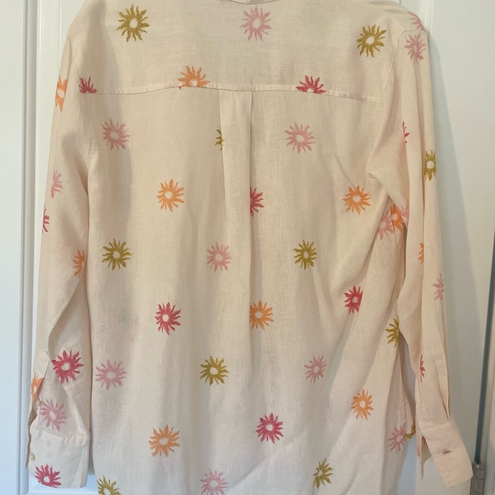 Old Navy Cream Shirt with Floral Accents